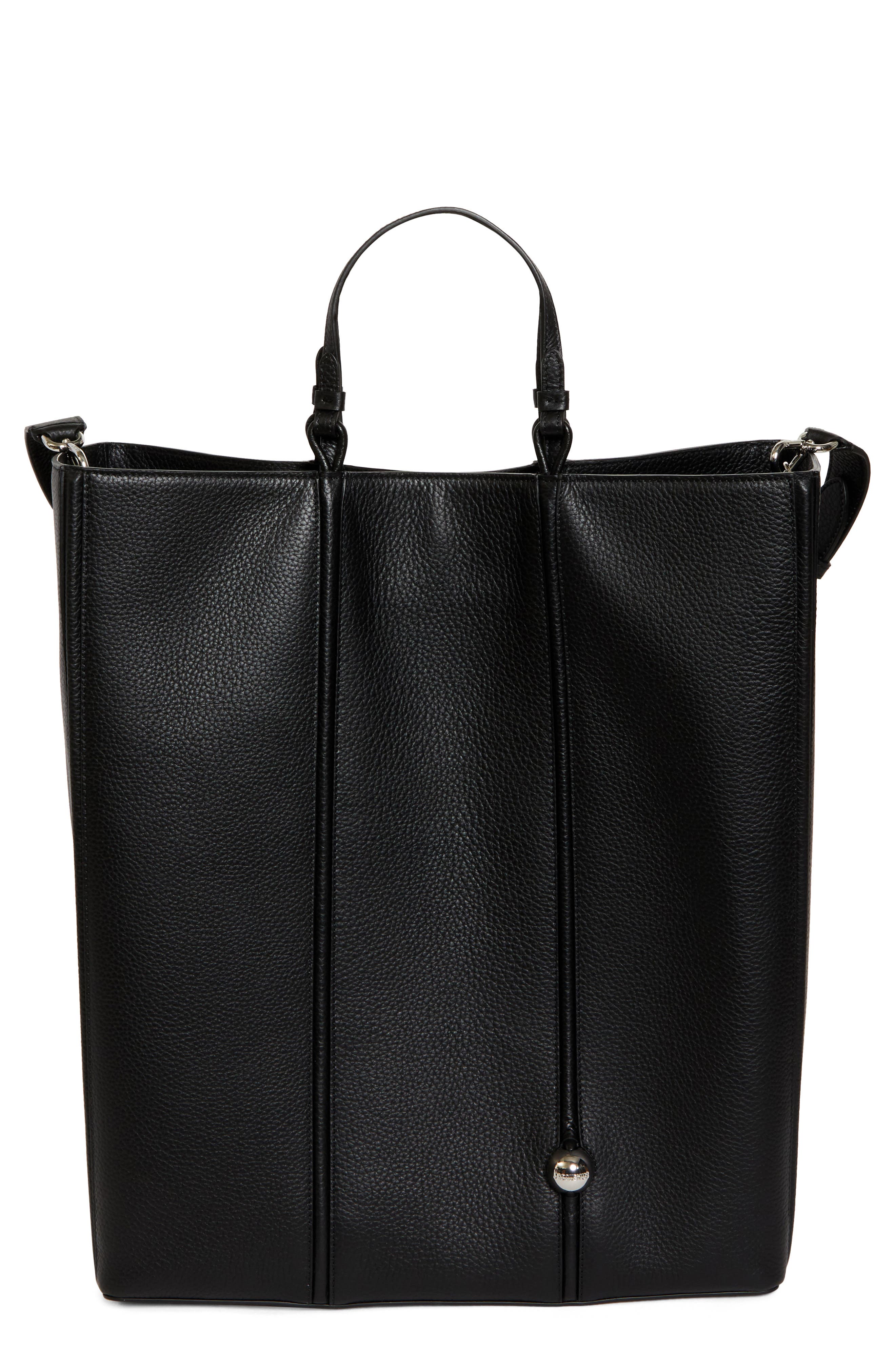 Jacquemus Le Cabas Marino Leather Tote, Main, color, Black