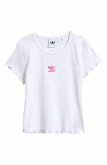Kids' Embroidered Trefoil Lettuce Edge Rib T-Shirt