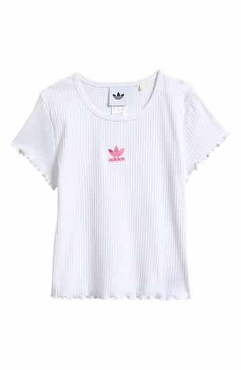 Kids' Embroidered Trefoil Lettuce Edge Rib T-Shirt