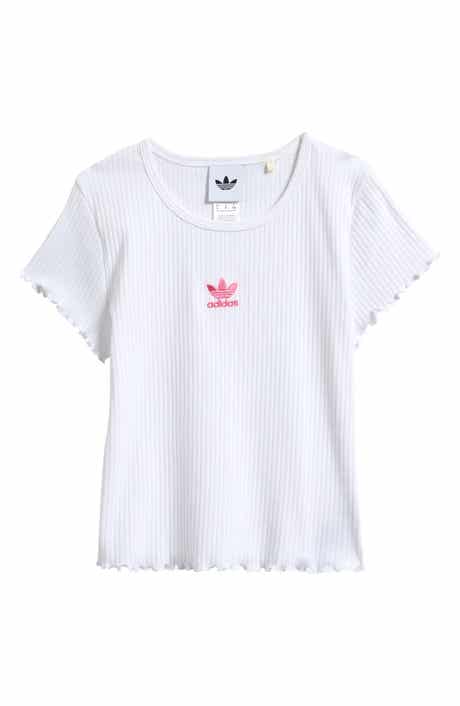Kids' Embroidered Trefoil Lettuce Edge Rib T-Shirt