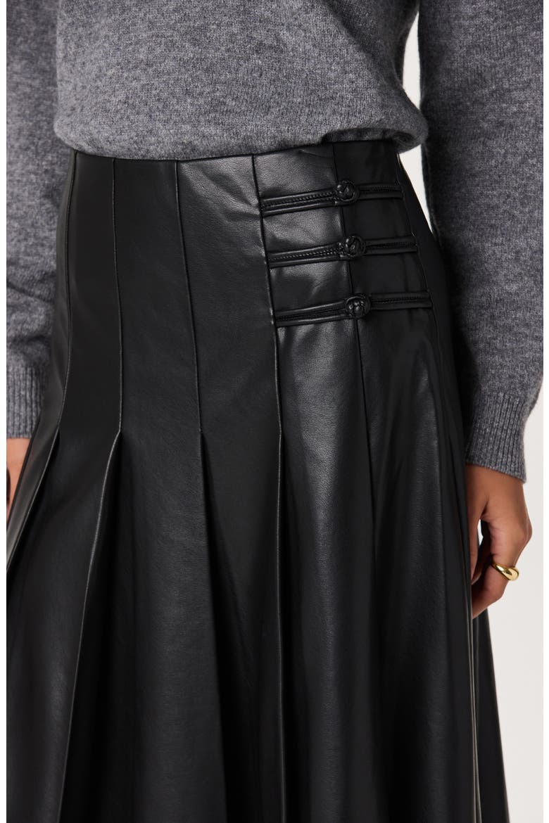 Gloriana Pleated Faux Leather Midi Skirt, Alternate, color, BLACK