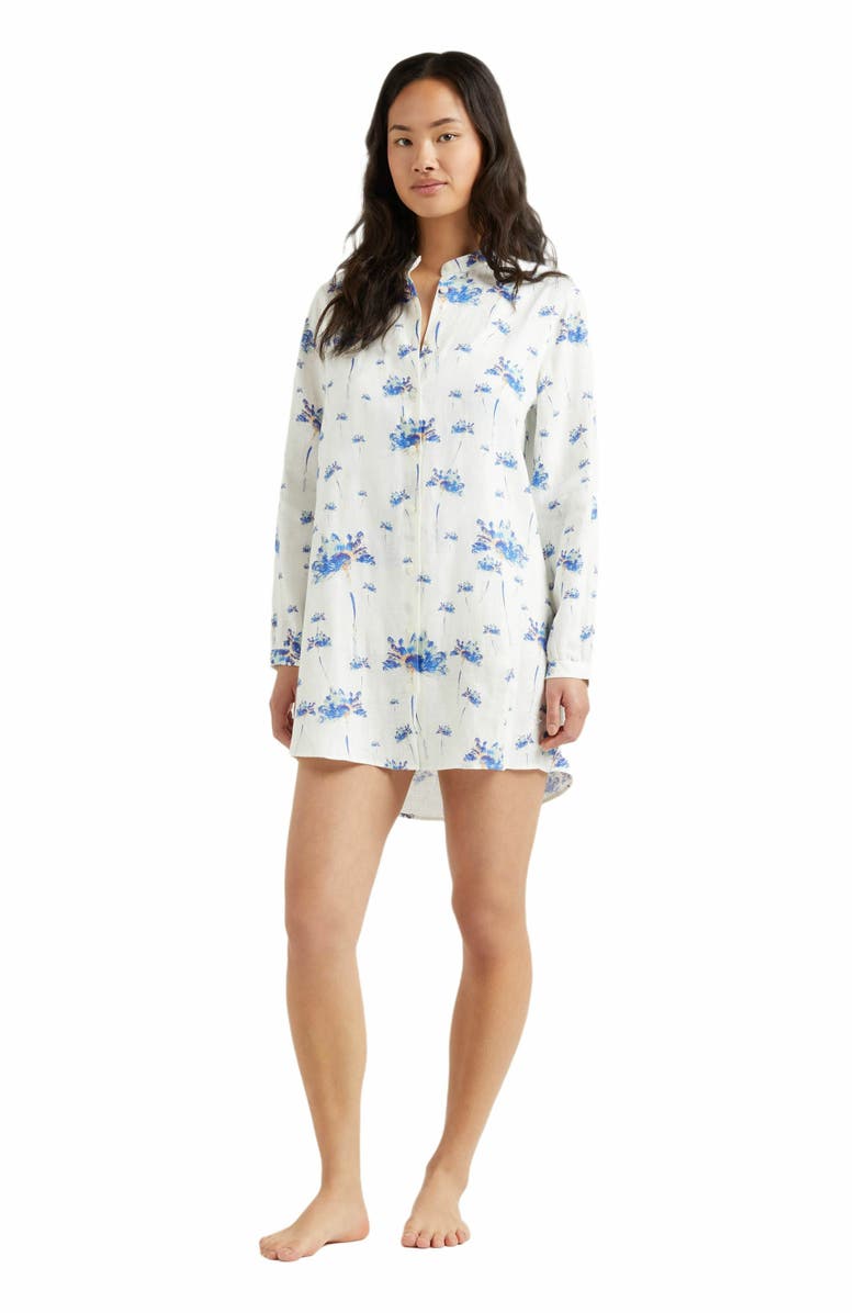 Vilebrequin Women's Herbier Print Linen Shirt Dress, Main, color, Off-White