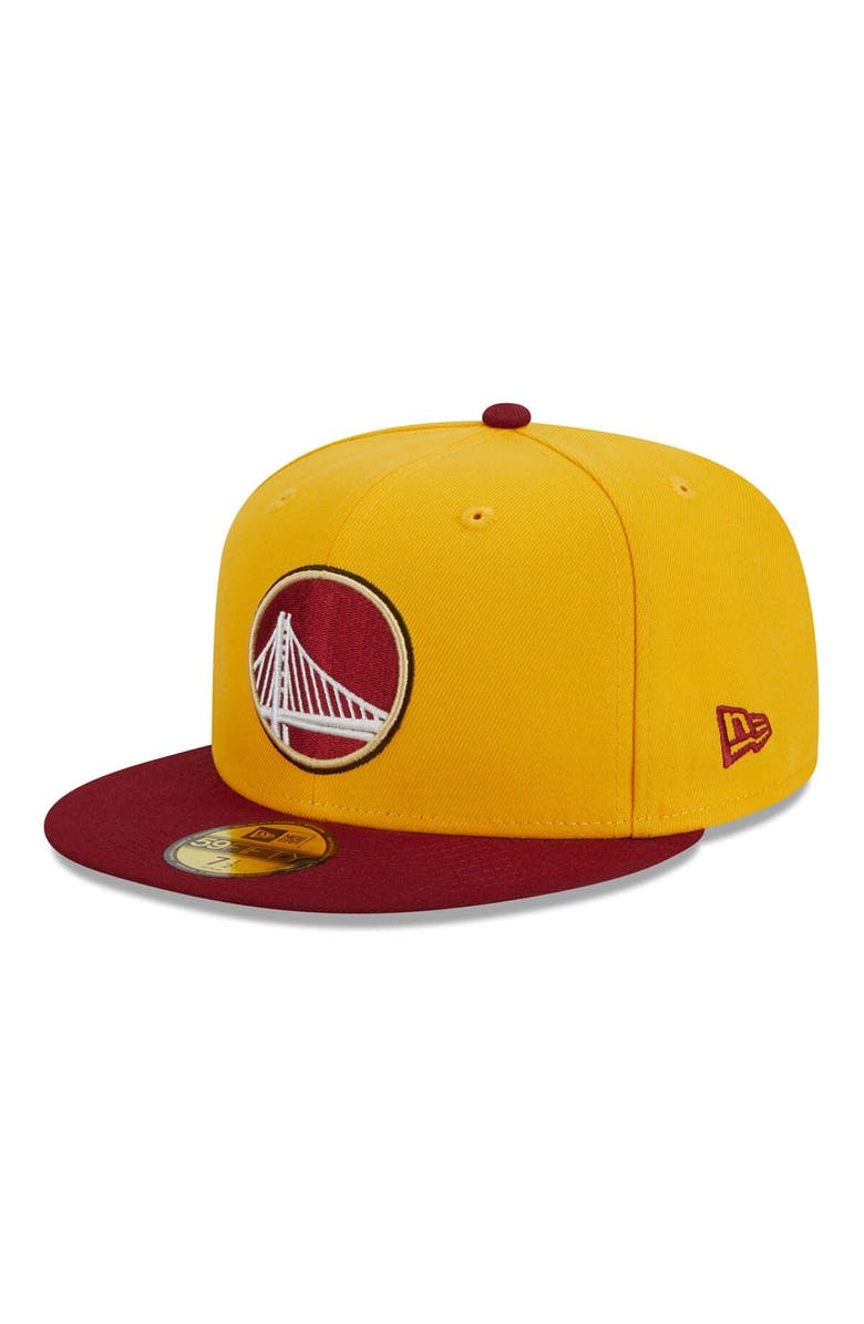 New Era Men's New Era Yellow/Red Golden State Warriors Fall Leaves 2-Tone 59FIFTY Fitted Hat, Main, color, Yellow