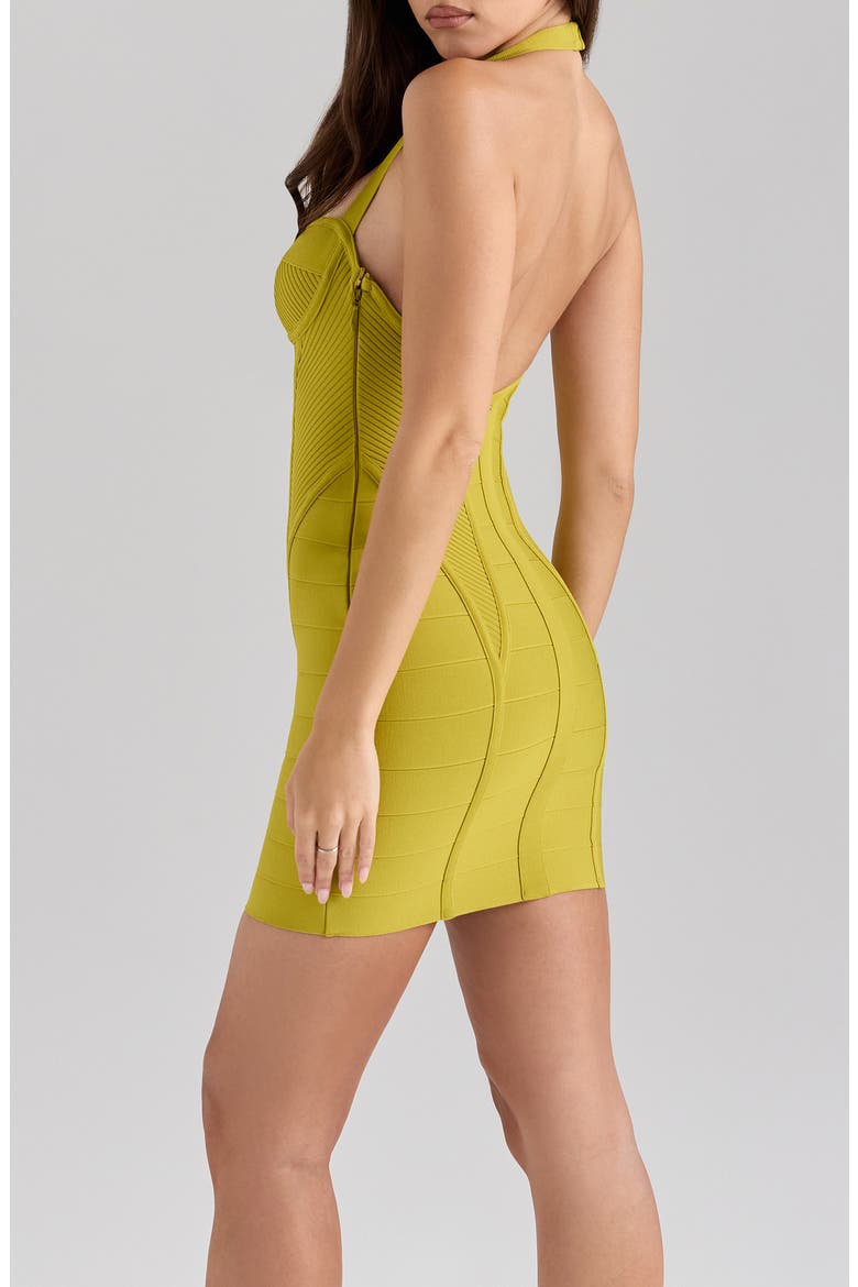The Sculpt Halter Neck Bandage Minidress, Alternate, color, MATCHA