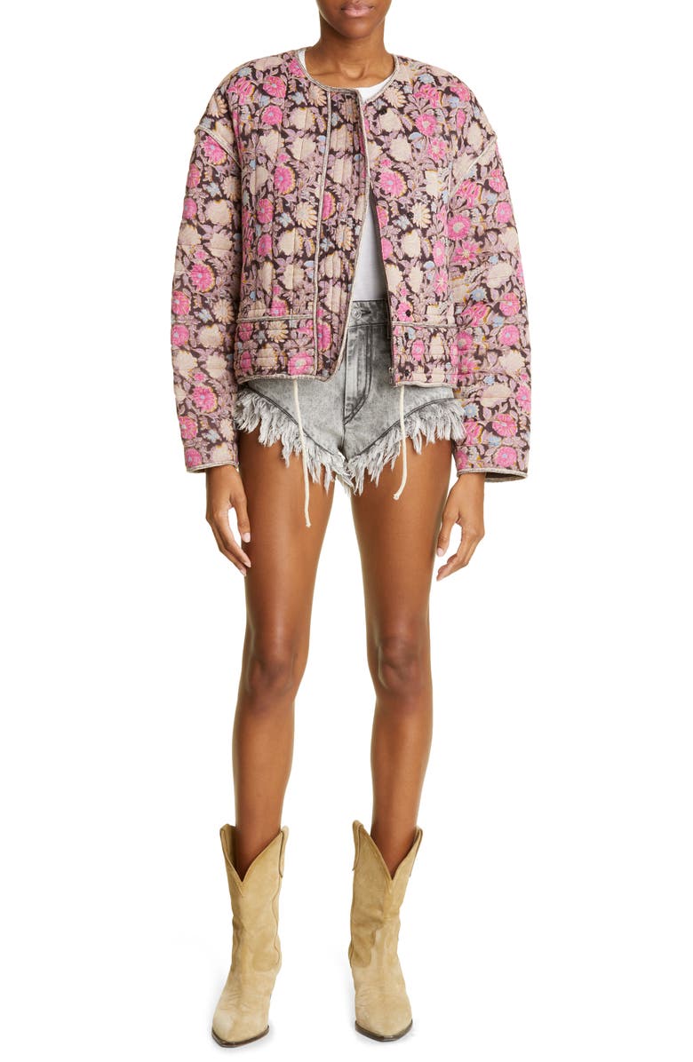 Isabel Marant Étoile Gelio Floral Drop Shoulder Quilted Jacket, Alternate, color, 
