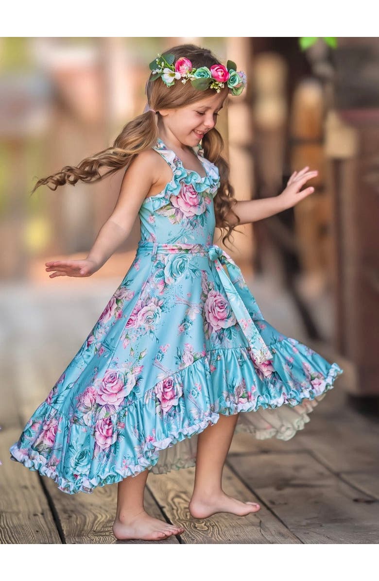 Mia Belle Girls Girls Secret Garden Rose Hi-Lo Ruffle Dress, Alternate, color, 
