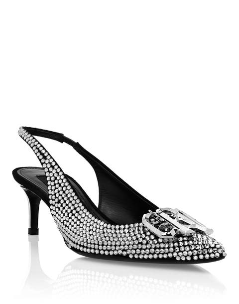 Strass Low Plein Heels Slingback Gothic Plein Women