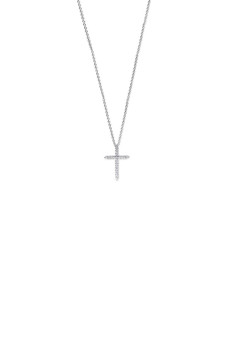 Roberto Coin Diamond Cross Pendant Necklace, Main, color, 