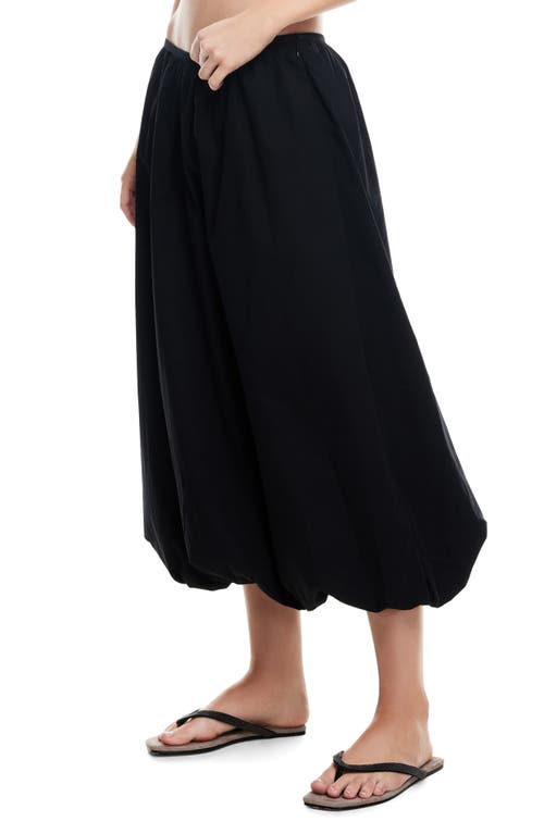 Lioness Intuition Low Rise Bubble Hem Midi Skirt In Onyx