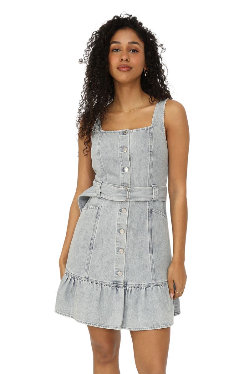 Belle & Bloom Reunite Denim Mini Dress, Alternate, color, Stonewash