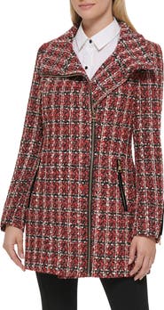 KARL LAGERFELD PARIS Plaid Sequin Embellished Zip Coat