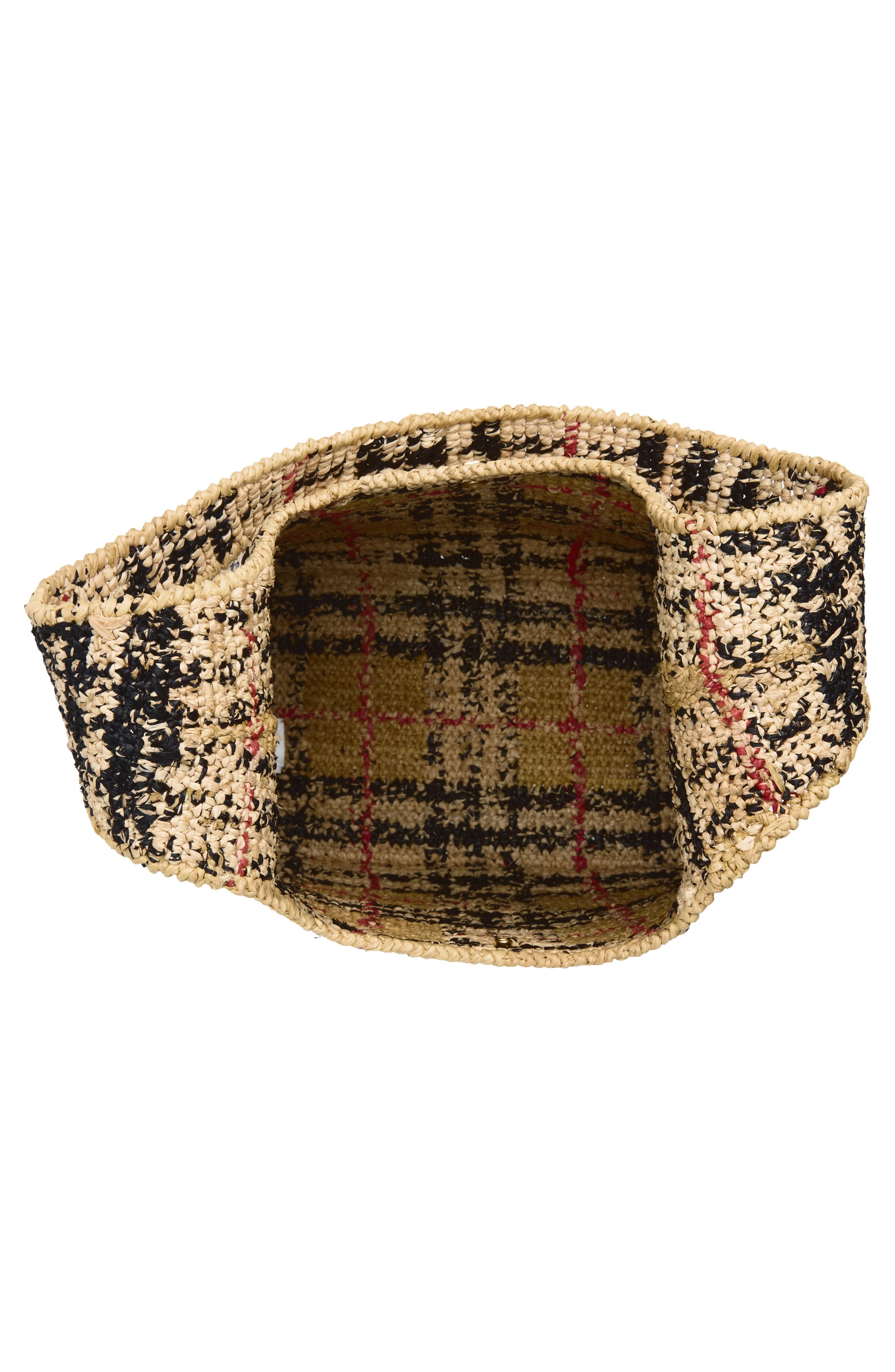 Burberry Small Margate Check Raffia Hobo Bag, Alternate, color, Sand Ip Check
