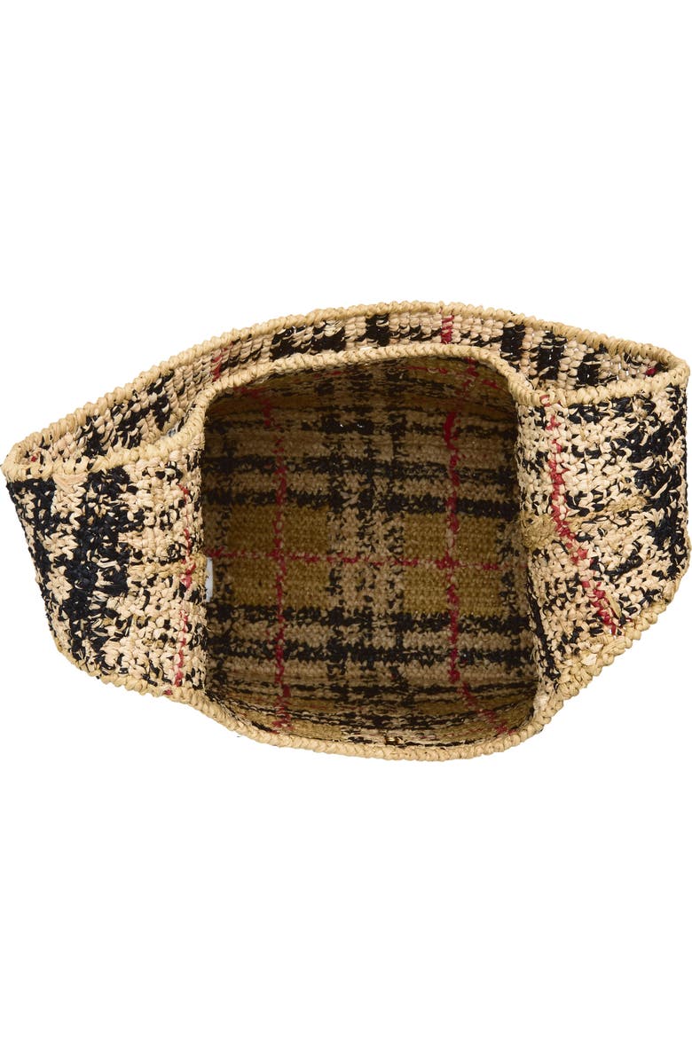 Burberry Small Margate Check Raffia Hobo Bag, Alternate, color, Sand Ip Check