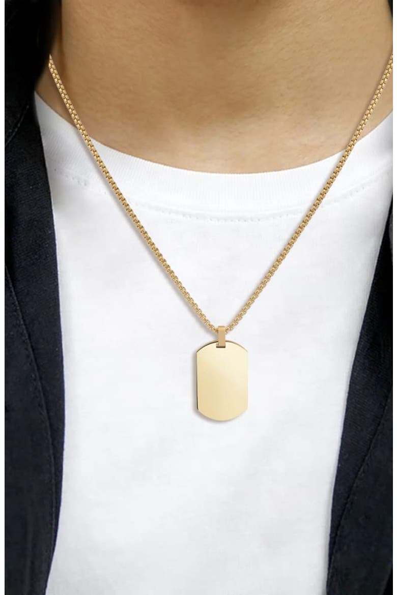 Men's Stainless Steel Dog Tag Pendant Necklace, Alternate, color, SOLID GOLD