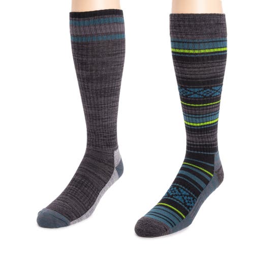 Muk Luks Tall Compression Socks 2 Pair Pack In Multi