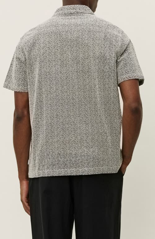 Les Deux Hector Paisley Short Sleeve Cotton Button-up Shirt In Gray