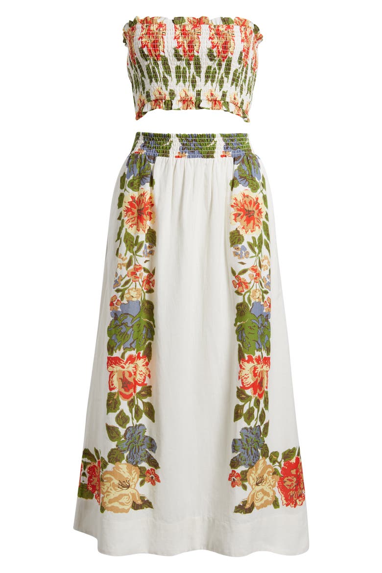 Ruby Floral Cotton & Linen Top & Midi Skirt Set, Alternate, color, JULIET PRINT