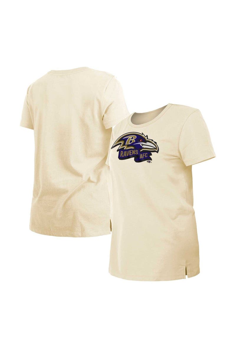 New Era Women's New Era Cream Baltimore Ravens Chrome Sideline T-Shirt, Main, color, Cream