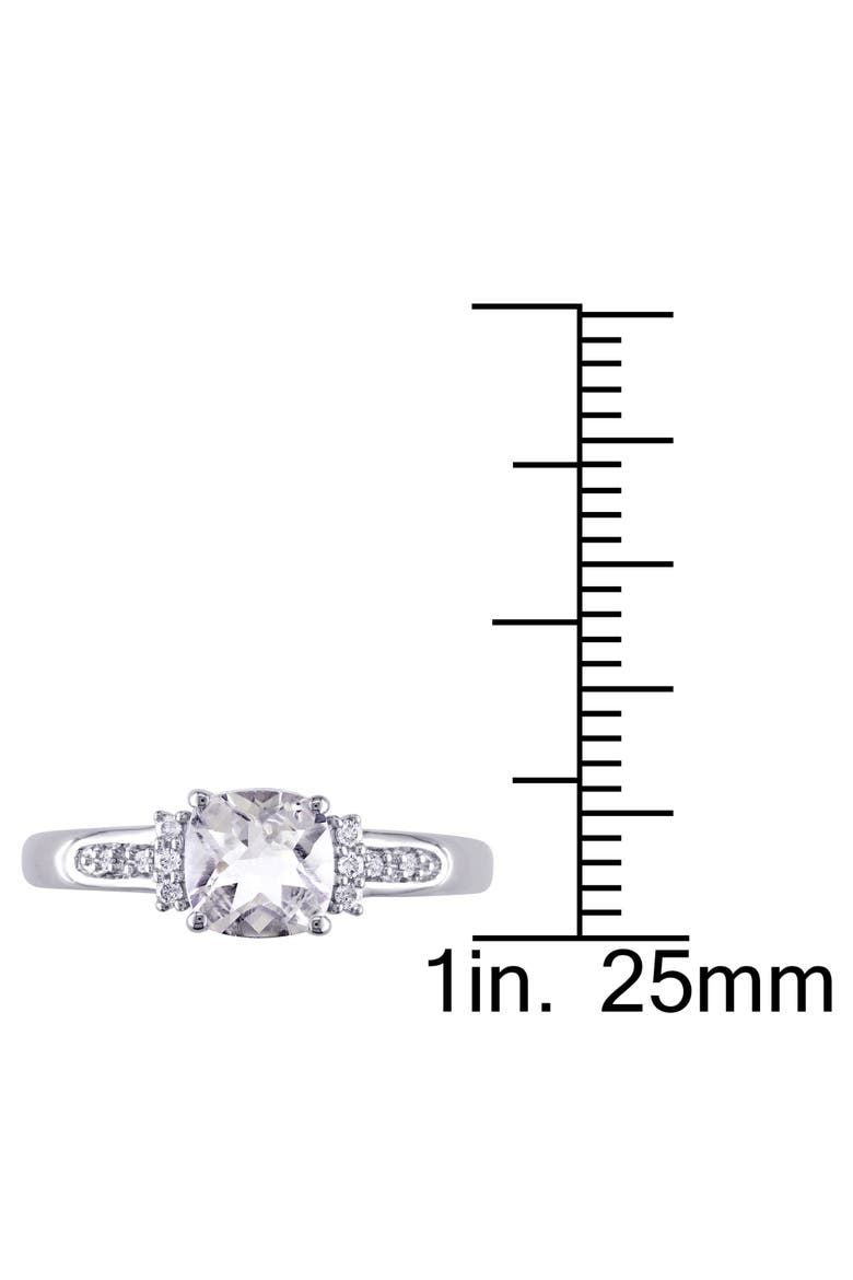 Cushion-Cut Gemstone & Diamond Ring 10k, Alternate, color, White Topaz