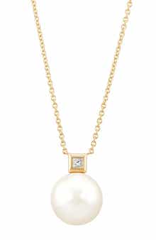 Frankie & Zoe 13-14mm Freshwater Pearl & Diamond Necklace