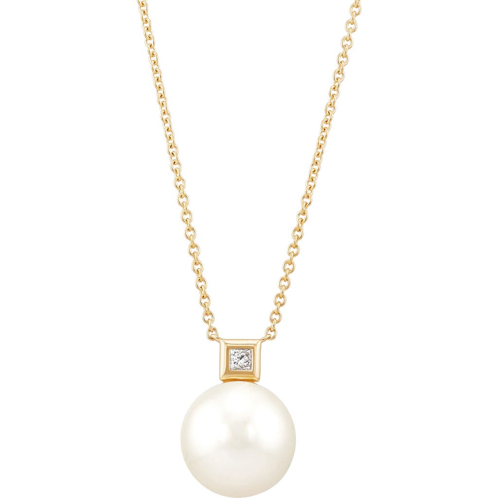 Frankie & Zoe 13-14mm Freshwater Pearl & Diamond Necklace In Gold