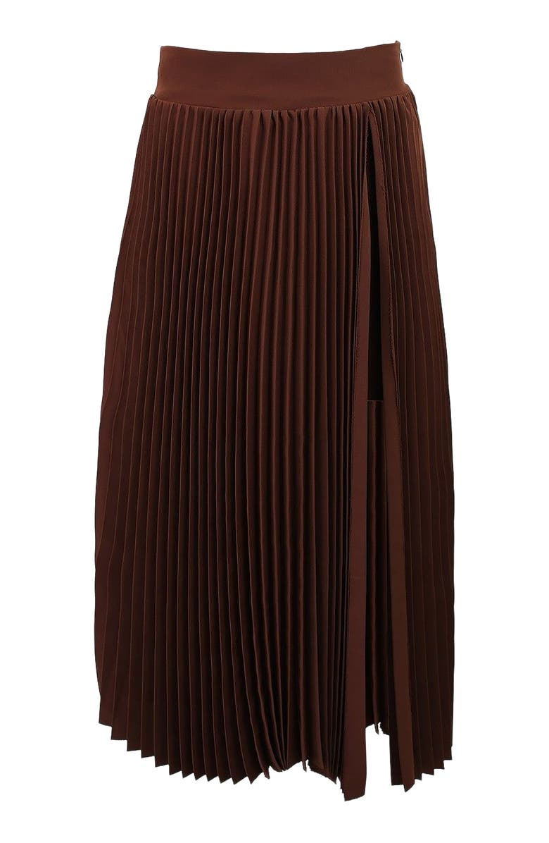 THEO The Label Atlas Pleated High Slit Skirt, Alternate, color, Koffee