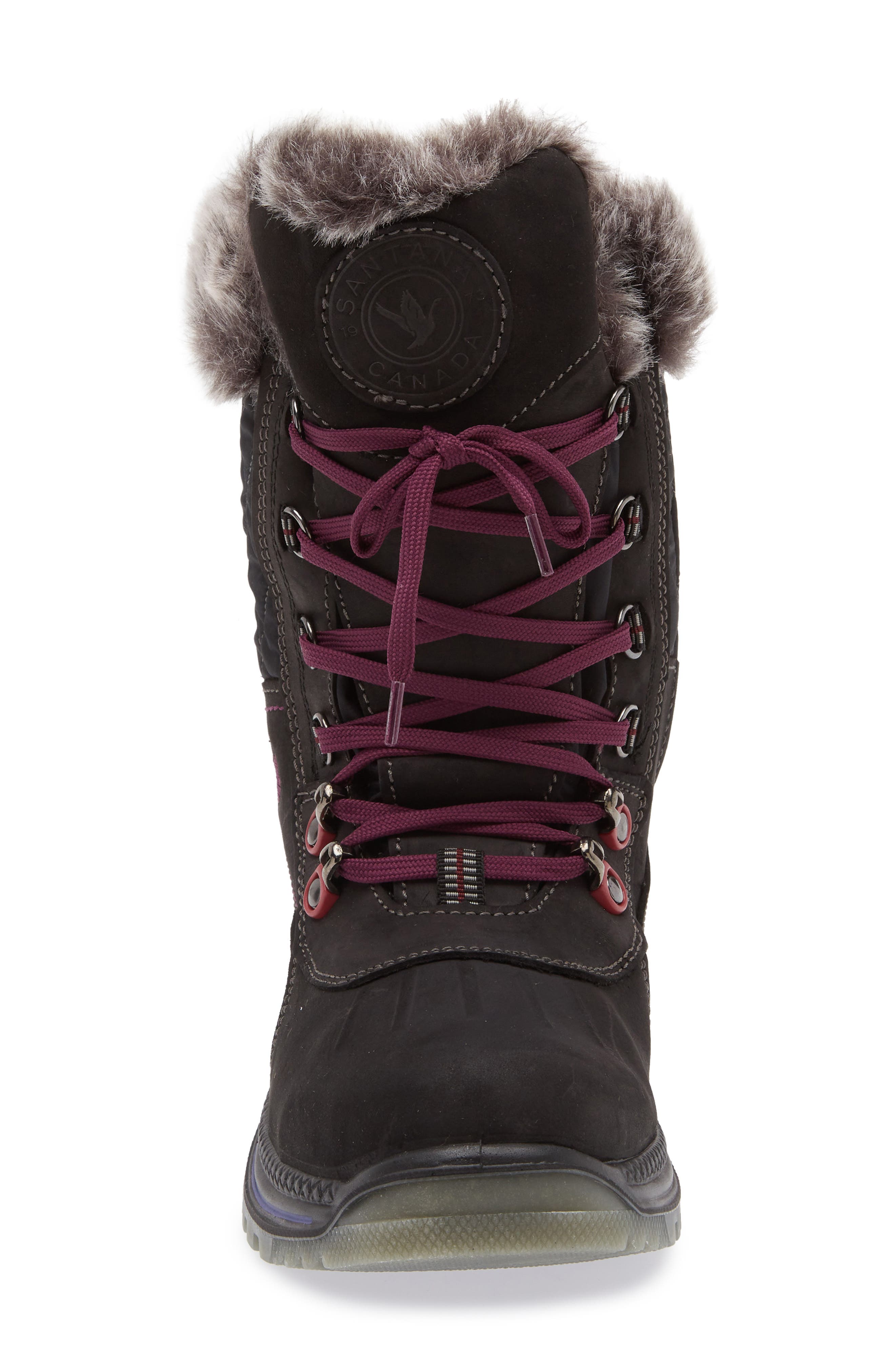 Leather & Wool Blend Mid Winter Boot, Alternate, color, BLACK / PURPLE LEATHER