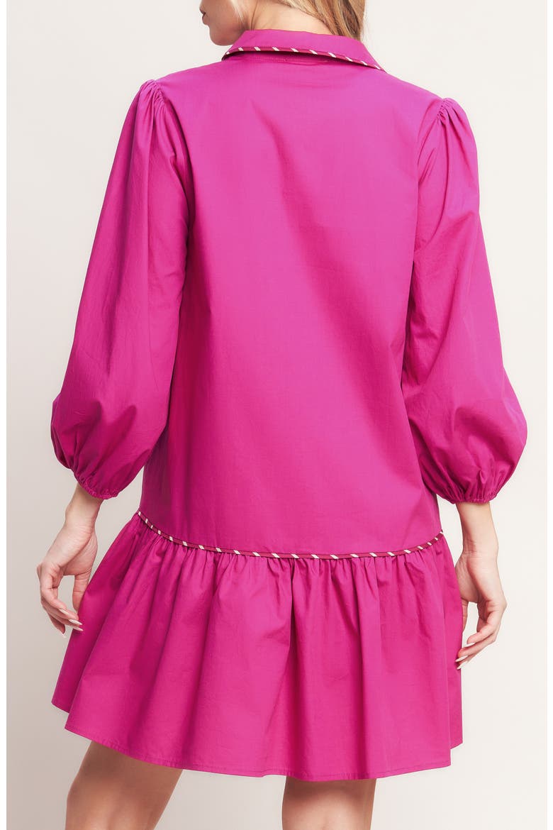 Solid Ruffle Trim Cotton Minidress, Alternate, color, FUCHSIA