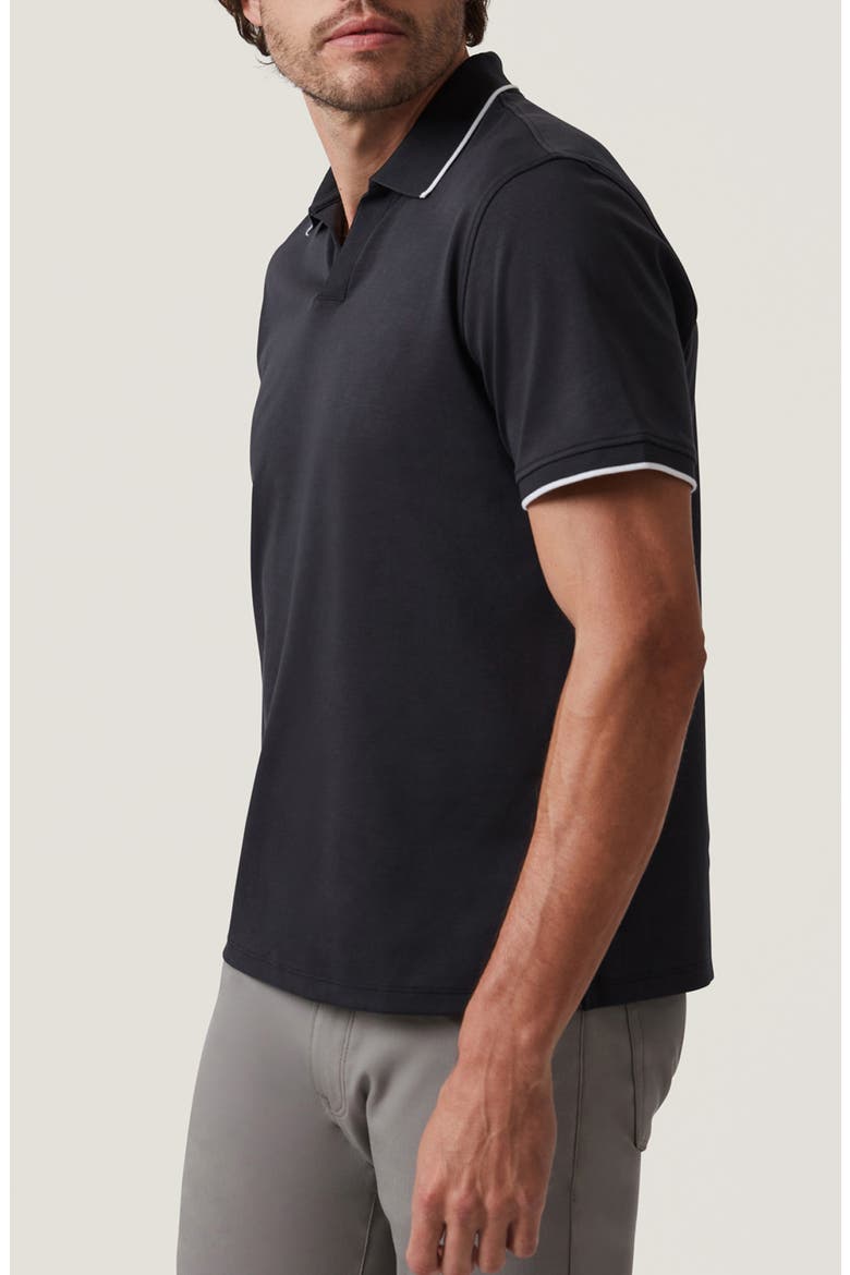 Riviera Tipped Pima Cotton Polo, Alternate, color, BLACK