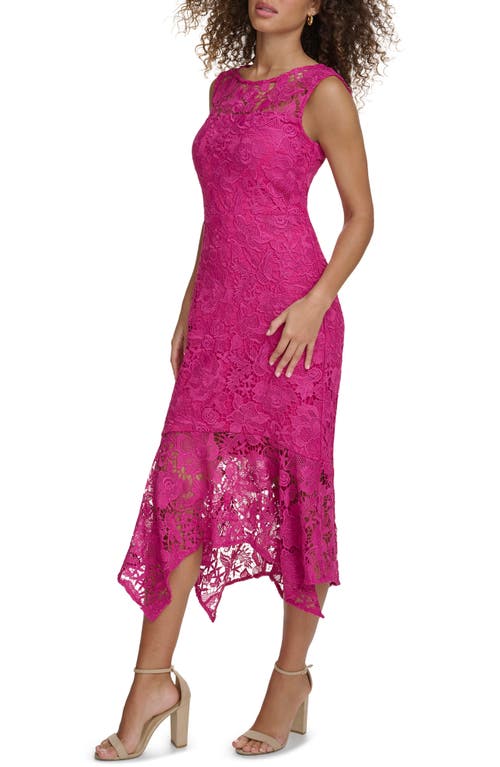 Kensie Chemical Lace Midi Dress In Fuchsia