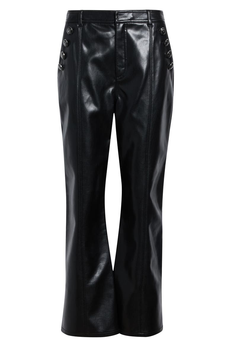 Suzette Cropped Faux Leather Flare Pants, Main, color, BLACK