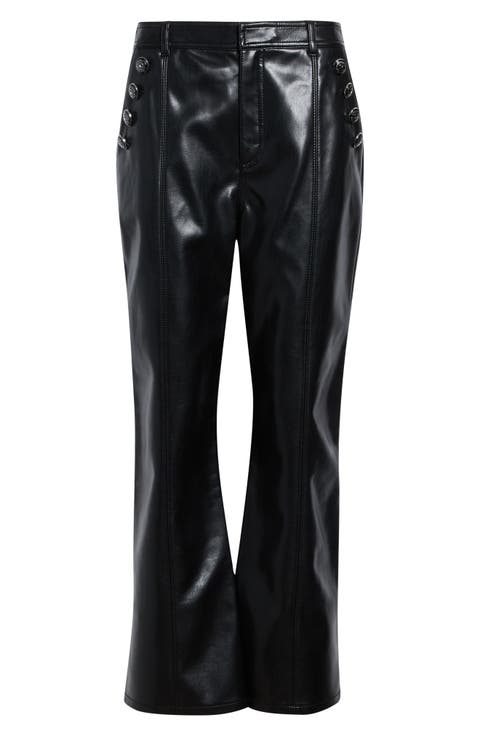 Suzette Cropped Faux Leather Flare Pants