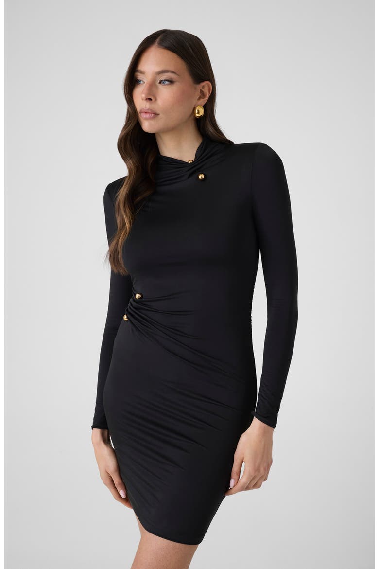 Ezme Long Sleeve Pierced Dress, Alternate, color, JBLACK-BLACK