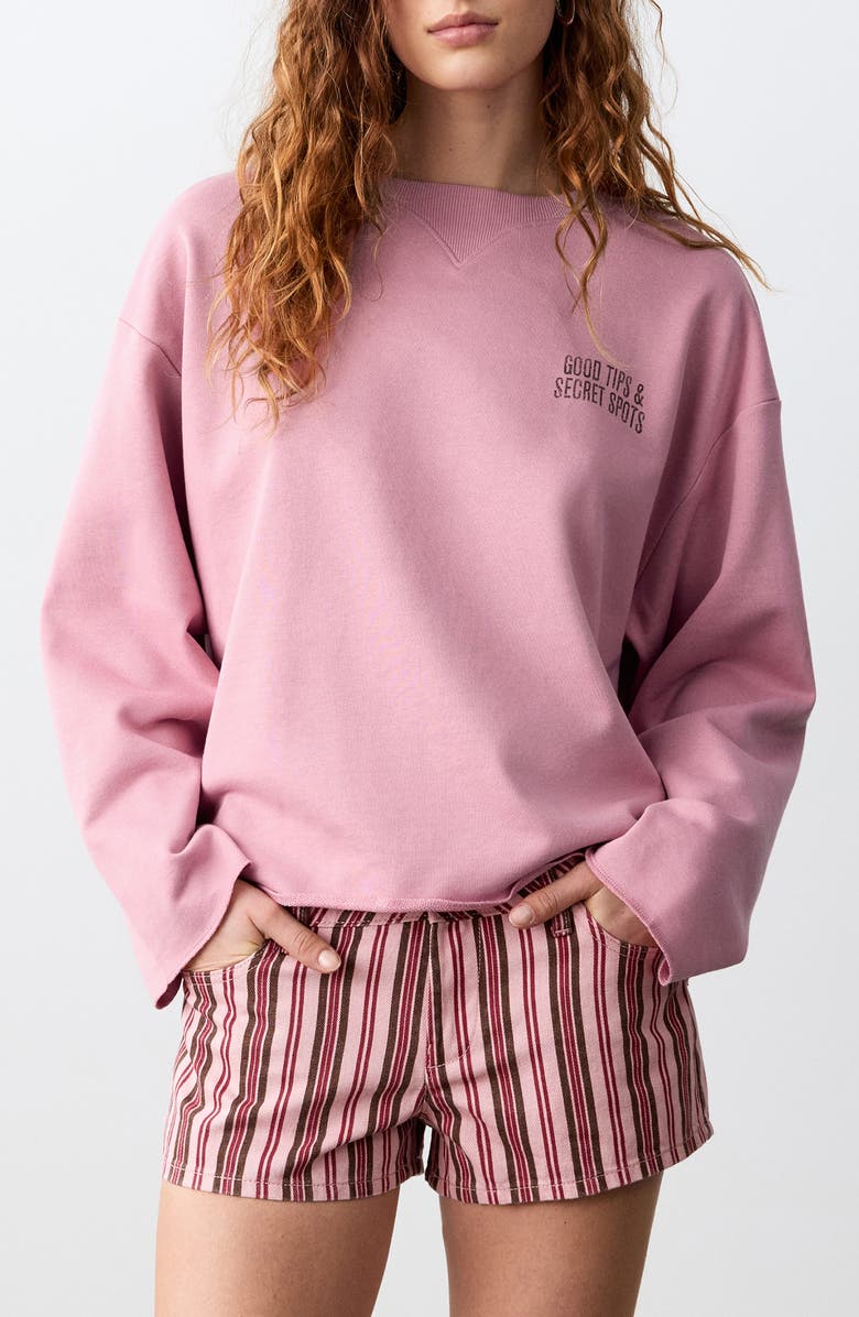 MANGO TEEN <p>Oversize Graphic Sweatshirt</p>, Main, color, Pink