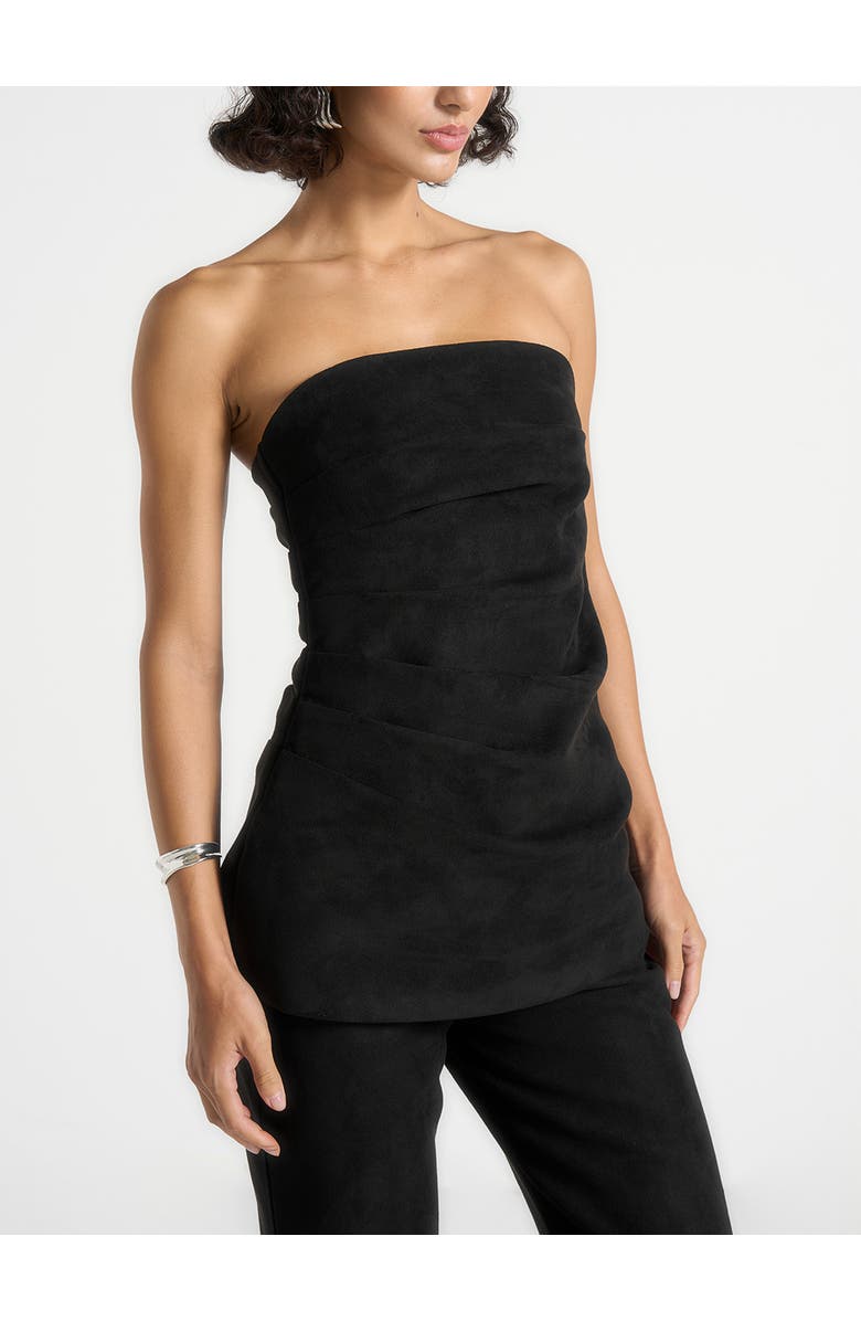 Manière De Voir Laurena Suede Tacked Longline Bandeau Top, Main, color, Black