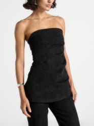 Manière De Voir Laurena Suede Tacked Longline Bandeau Top