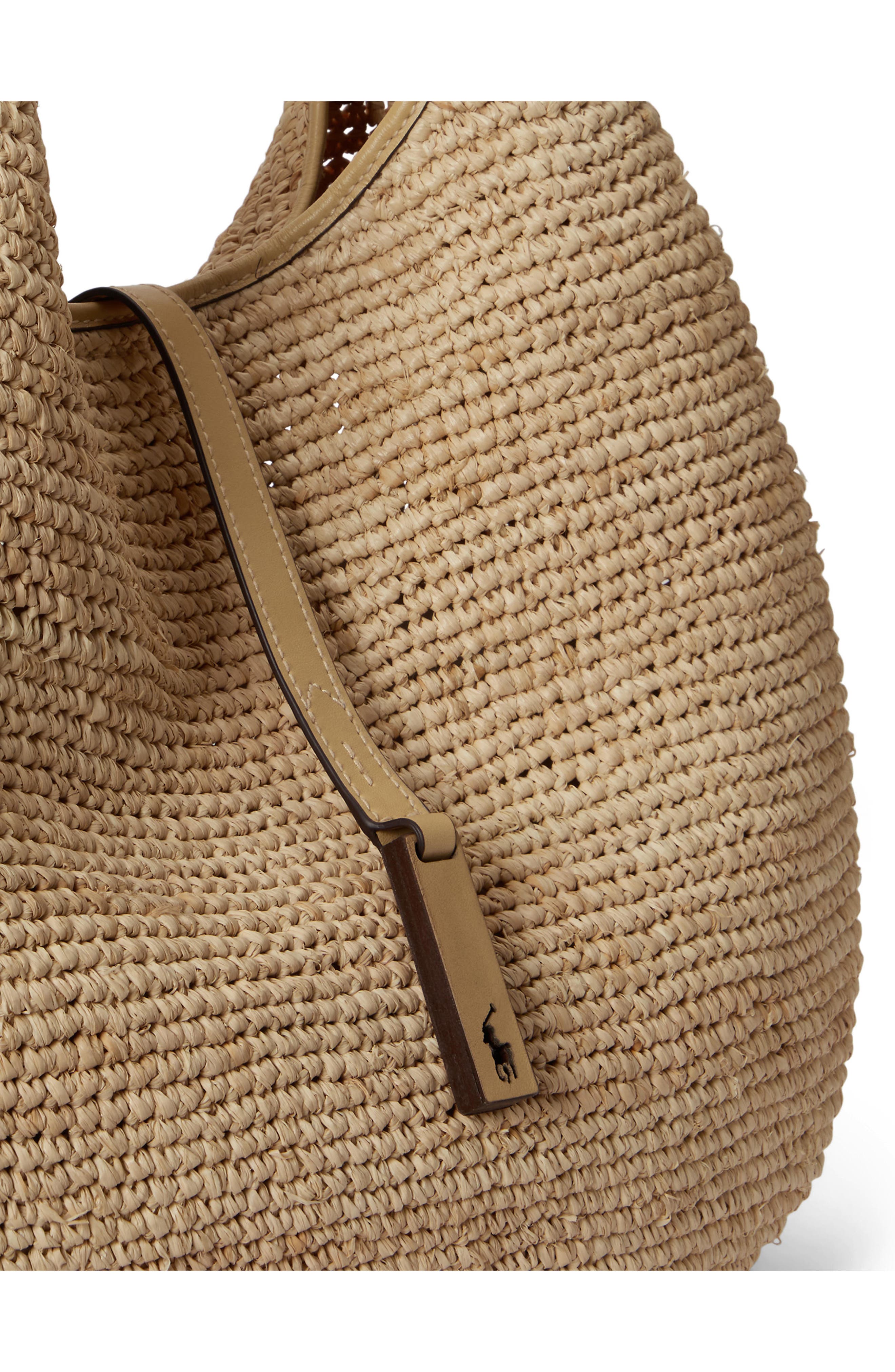 Polo Ralph Lauren Raffia Shoulder Bag, Alternate, color, Natural/ Cashmere