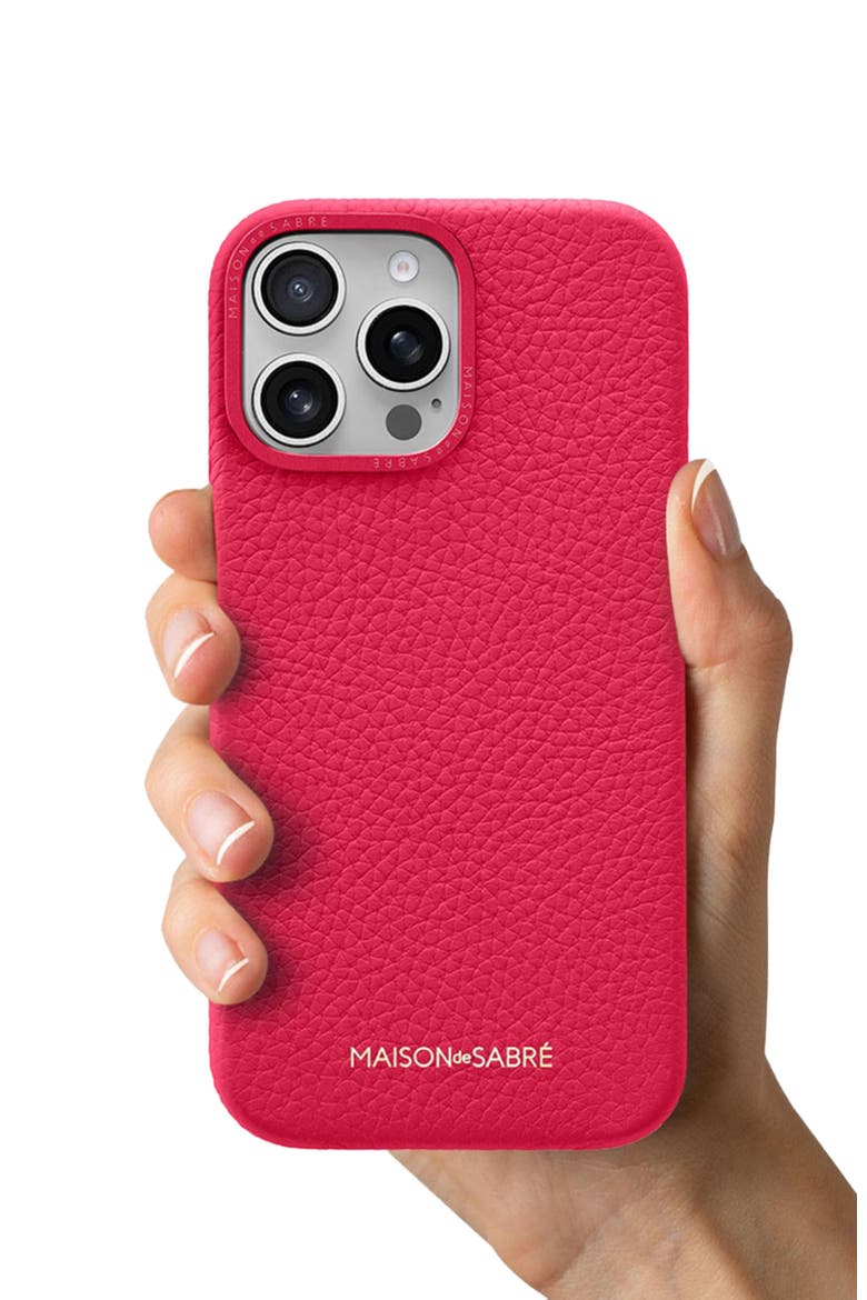 Leather Phone Case, Alternate, color, Shibuya Fuchsia