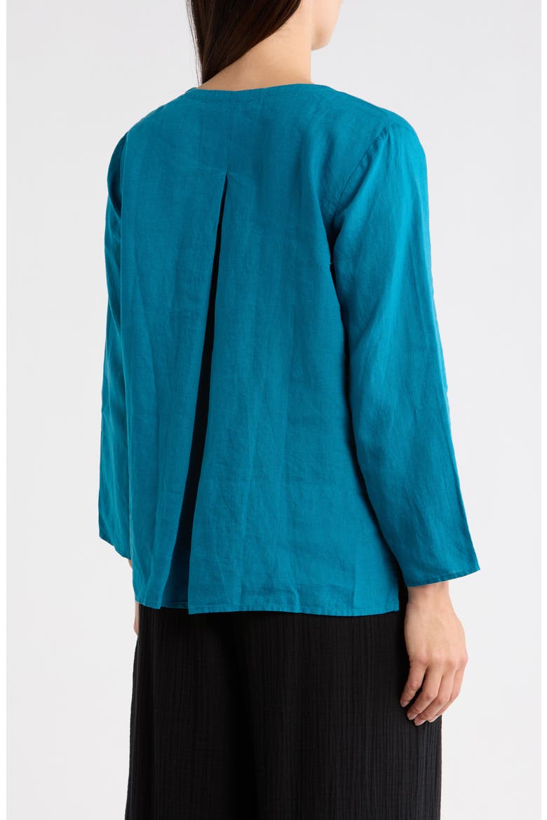Split Neck Organic Linen Top, Alternate, color, DRAGONFLY