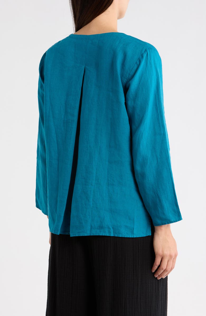 Eileen Fisher Split Neck Organic Linen Top, Alternate, color, Dragonfly