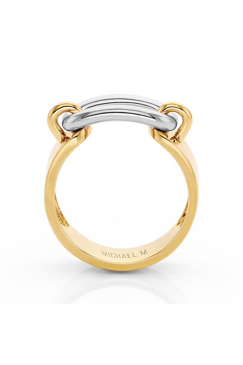 Luxe Link Two Tone Ring, Alternate, color, Yellow and White Gold