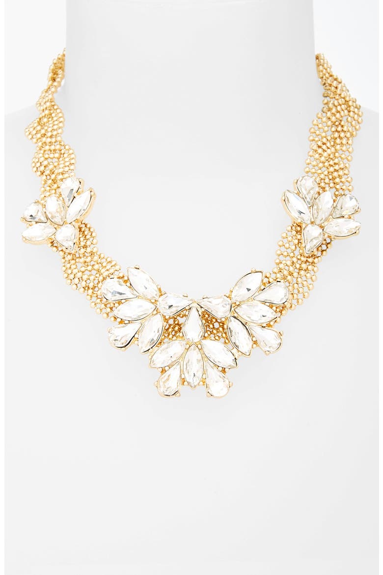 Tasha Braided Floral Crystal Necklace, Alternate, color, GOLD