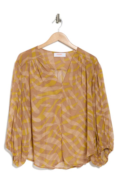 Renee C Sheer Puff Sleeve Top In Mustard