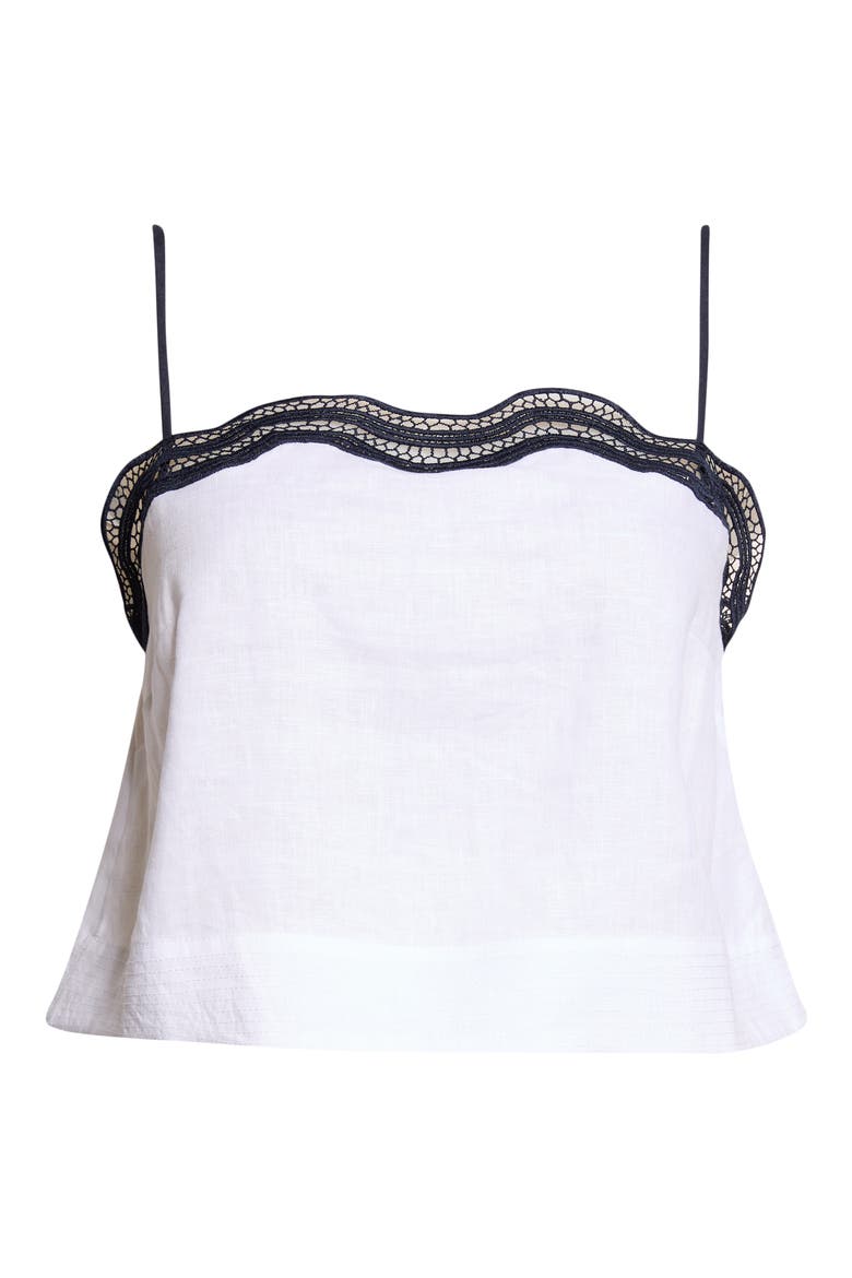 Felicity Lace Trim Linen Camisole, Main, color, IVORY/ NAVY