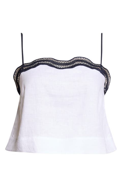 Felicity Lace Trim Linen Camisole
