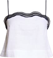 Reiss Felicity Lace Trim Linen Camisole