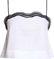 Reiss Felicity Lace Trim Linen Camisole