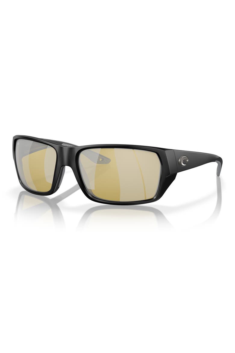 Tailfin 60mm Polarized Sunglasses, Alternate, color, BLACK/ DARK SILVER