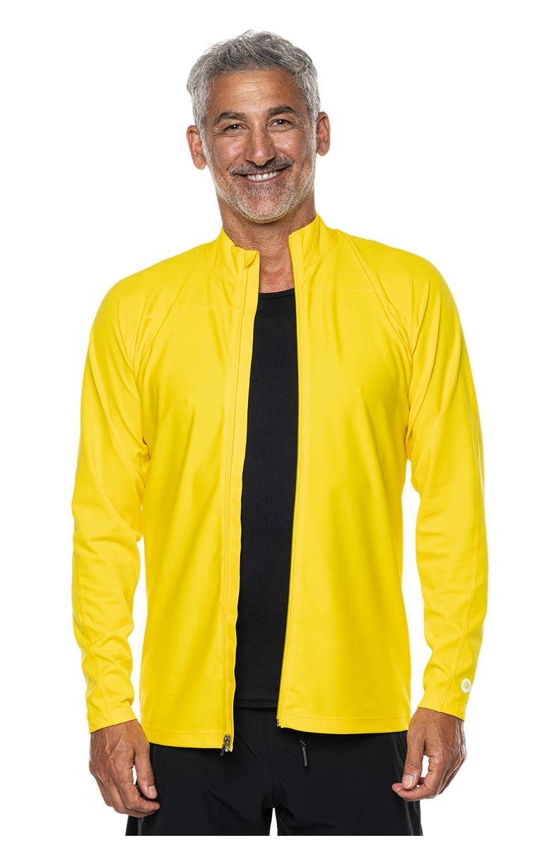 Coolibar Men's Long Sleeve Swim Jacket, UPF 50+ Sun Protection, Menorca, Alternate, color, Bold Yellow