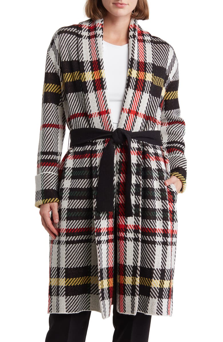 L'AGENCE Birdie Oversize Plaid Sweater Coat, Main, color, 